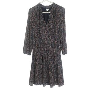 J Crew Mercantile Navy Floral Semi Sheer Lined‎ Mini Dress SZ S